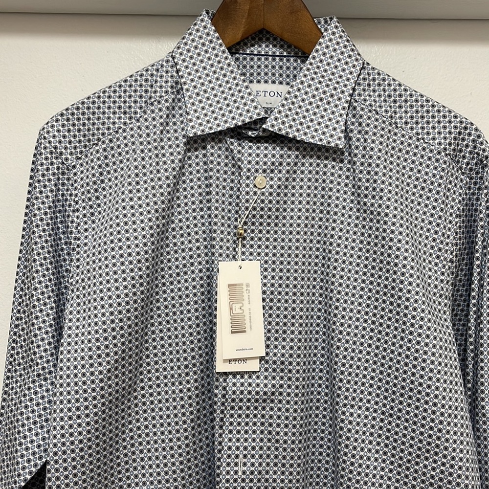 Eton Slim Fit Flower Print Dress Shirt